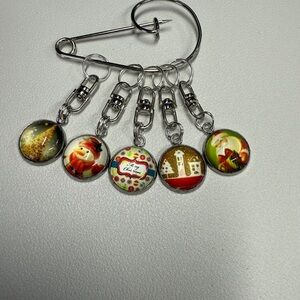 Festive Christmas Stitch Markers Set of 5 Random Christmas Scenes